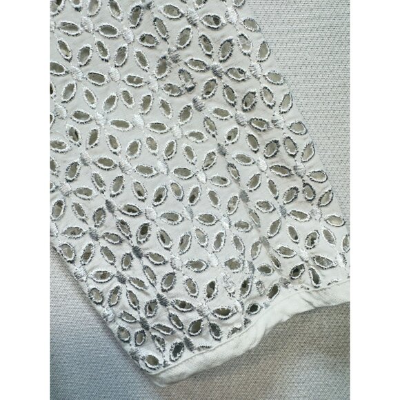 Susan Graver Style Womens Eyelet 3-Button Blazer Jacket Sze M White Boho Summer - Picture 6 of 12